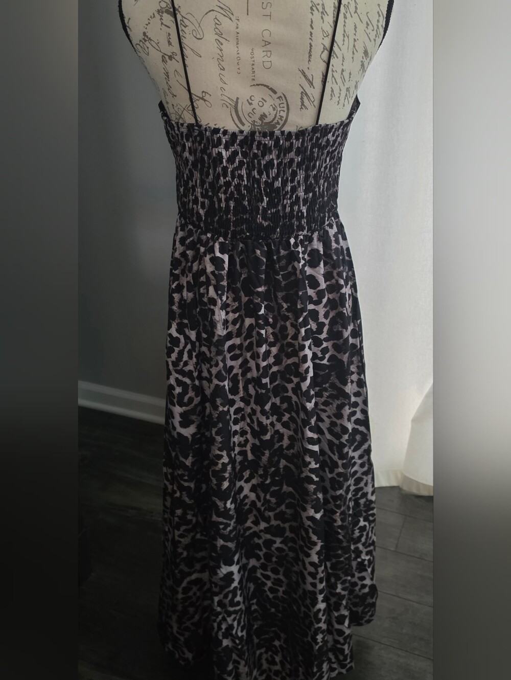 Leopard Print Slip Maxi Dress - Taupe/Black - Picture 6 of 8